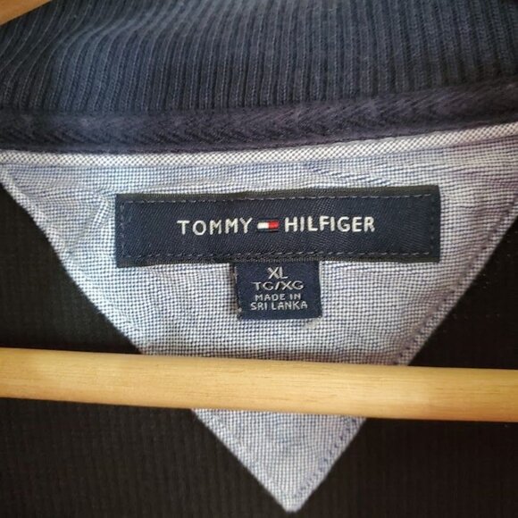 Tommy Hilfiger Quarter Zip Sweater XL | Navy Blue 100 % Cotton | Classic Preppy - Picture 3 of 6